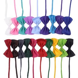 17 Colours Pet tie Dog tie collar flower accessories decoration Supplies Pure Colour bowknot necktie JXW120