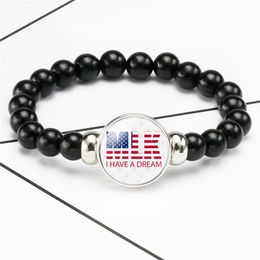 Snap Button Bracelets Black Lives Matter I Cant Breathe I Have A Dream Fashion Design Beaded Strands Bracelet for Women Mens Jewelry Gifts