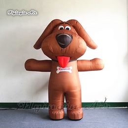 Funny Wearable Walking Inflatable Dog Costume 2m Advertising Puppy Balloon Blow Up Cartoon Animal Mascot Suit For Events