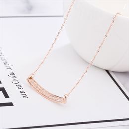 New Design Classic Crystal Zircon Rose Gold Stainless Steel Pendant Necklace
