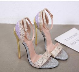 Hot Sale-Plus tamanho de 35 a 40 41 42 luxo azul tornozelo saltos cinta dedo aberto casamento sapatos partido salto agulha baile vem com caixa