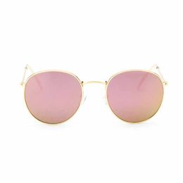 Wholesale-2019 Vintage Sunglasses Outdoor Eyewear Colour Lens Mirror Fashion Gold Frame Classic Round Frame Wild Colour Film Sunglasses