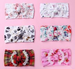 6 colors baby nylon bowknot headband Printed Bohemia style hair band super soft elastic infant bow headwrap toddler girls hair accessory