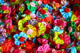 80pcs New Pet Hair Bows Flower Style Rubber bands Cute Petal accessories grooming Topknot264x