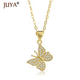 Shining Zircon Rhinestone Lovely Butterfly Pendant Necklace For Women Girls Fashion Jewellery Insect Charms Chain choker necklace
