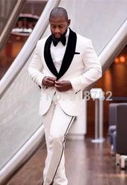 Hot Selling Groomsmen Shawl Black Lapel Groom Tuxedos One Button Men Suits Wedding/Prom/Dinner Best Man Blazer ( Jacket+Pants+Tie) K318