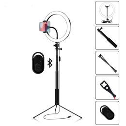 LED Selfie Lighting Ring Light 16/20/26cm Photography Dimmable For Makeup Video Live Studio With Total 180cm Tripod & USB Plug black