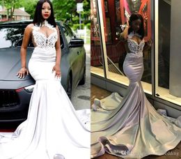 Mermaid Halter Prom Dresses Glamorous South African Black Girls Appliqued Holidays Graduation Wear Evening Party Gowns Custom Made Plus Size