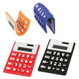 Mini Calculator Foldable Silicone Calculator Solar Energy Creative Magnetic Student Card Calculadora School Office Tool VT0210