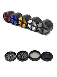 New Cross Tire Shape Tobacco Smoking Herb Grinders Aluminum Alloy Metal Grinder 4 Parts 63mm Herbal Grinder 5 Colors