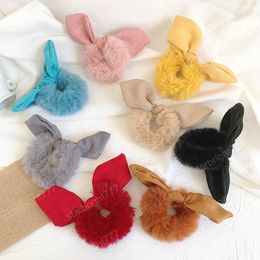 Ins fur women scrunchies fashion girls hair scrunchies bows girls hairbands princess women head bands hair accessories for women