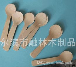 Wholesale-Free Shipping Wooden Disposable Round Spoons for Wedding Party Supplies