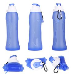 Food Grade 500ML Creative Collapsible Foldable Silicone Drink Sport Water Bottle Camping Travel Plastic Bicycle Bottle