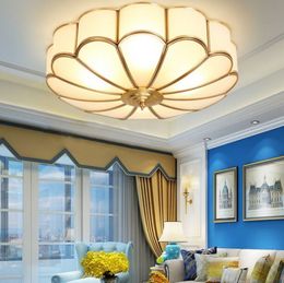 Vintage led ceiling lights creative copper luxury elegant flower ceiling lamps ceiling lighting for living room bedroom hotel corridor MYY
