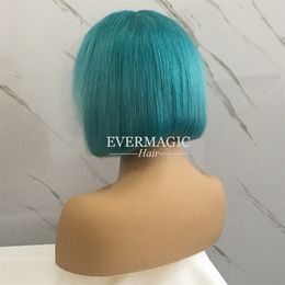 Teal Colour Bob Wig Human Hair For Black Women Silky Straight Short Bob Lace Front human hair Wigs