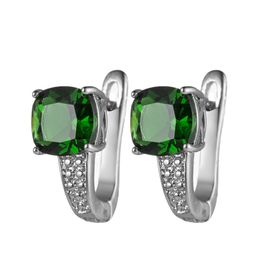 Luckyshine 12 Pairs Mother Gift Jewellery Round Shaped emerald Gemstone 925 Silver Greem Zircon Huggie Earrings Wholesale