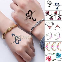 étanche Autocollant De Tatouage Temporaire Amour Coeur Fleur Lettre Faux Tatouage Main Bras Pied Flash Tatoo Pour Enfant Fille Hommes Femmes