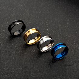 Stainless steel Groove Ring Band women gold mens rings will and sandy fashion Jewellery 080537