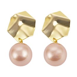 new fashion luxury designer vintage style exaggerated geometry metal pearl pendant stud earrings for women 8 models