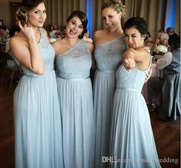 2019 Cheap New Arrival One Shoulder Bridesmaid Dress A-line Lace Country Garden Wedding Party Guest Maid of Honor Gown Plus Size Custom Made