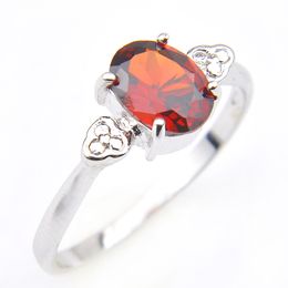 New Arrival LUCKYSHINE Mother Gift Oval Red Garnet Gems 925 Silver Rings For Women Retro Rings Europe popular Free shipping