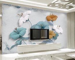 3d Bedroom Wallpaper Exquisite European three-dimensional Jewelry Flowers Light Luxury TV Sofa Background Wall Wallpaper