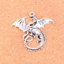 21pcs Charms magical winged dragon mythology Antique Silver Plated Pendants Making DIY Handmade Tibetan Silver Jewelry 43*46mm