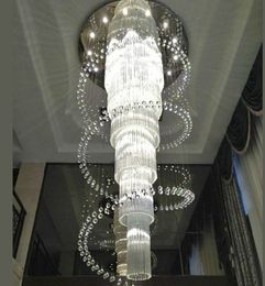 Large Modern Plum Flower Pipe Stairway Suspension Crystal Chandelier Lighting Dia100*H250cm Hotel LLFA