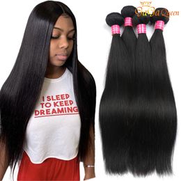 Unprocessed Brazilian Straight Virgin Hair 4 Bundles Gaga Queen Hair Double Weft 100% Human Hair Weaves Dyeable