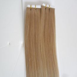 Skin Weft Human Hair Straight 16" - 24" Tape In None Remy Human Hair Adhesive Extension 40pcs