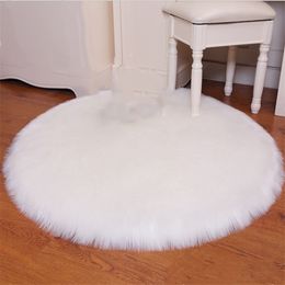 Cross border soft long haired carpet plush mat round dressing table living room bedroom bedside imitation wool carpet diameter 1100mm