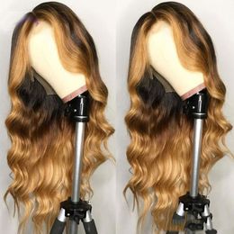 ombre brazilian lace front human hair wigs preplucked highlight honey blonde 150 density for black women 1b 4 27