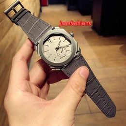 Fine men's sports watches stainless steel case watch leather strap watch quartz movement waterproof watch free shipping