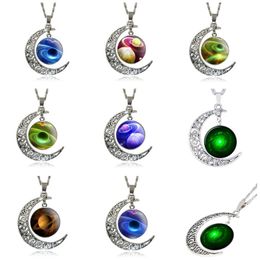 Men's and women's Pendant Necklace star sky universe moon time gem necklace DAN142 mix order Pendant Necklaces