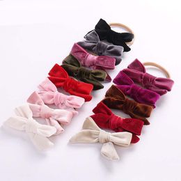 21 Colors INS Cute Velvet Nylon Hair Bows with Clip Clipper Baby Girl Headbands Boutique Hair Accessories Party Gifts