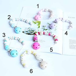 Pacifier Clip Chain Baby Infant Soothie Care Accessories Pink Beads Prevent drop down Paci Holder Clips Teether Toy