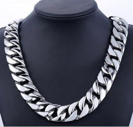 24mm Men Silver Curb Cuban Link Round Necklace Super Heavy Thick Punk Rock Hiphop Women Gold 316L Stainless Steel Bike Biker Chain Necklace Bracelet Jewellery