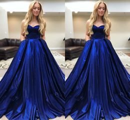 Dark Blue Sweet 16 Dresses Ball Gown 2019 Simple Satin Strapless Lace-up Ruched Quinceanera Dress Prom Dresses 8th Grade Party Formal