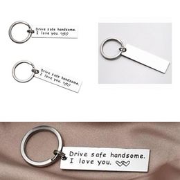Keychain label with key ring, motorcycle, scooter, car and gift (Drive safe handsome, I love you)
