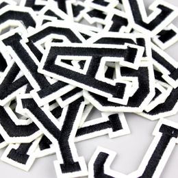 26pcs A-Z Letter Patches white English Letter Mixed Embroidered Iron-On Applique For Clothing Badge Paste,Clothes Bag Pant Sewing