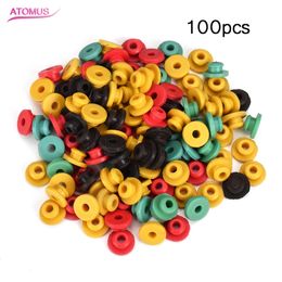 100Pcs/Pack Rubber Durable Mixed Colour "T"-Type Grommets Tattoo Needle Pad for Tattoo Gun Needle Ink Tip Grip Kits Accessoire