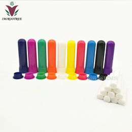 100+2 Sets colored blank nasal aromatherapy inhalers, blank nasal inhaler sticks for essential oil (51mm cotton wicks)