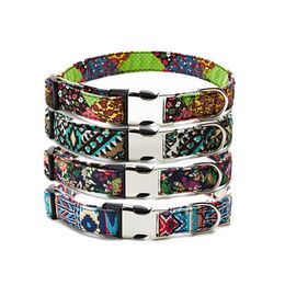 Bohemian Cat Dog Collar Ethnic Style Adjustable Pet Neck Collar Flower Printed Small Large Dog Collar With Plastic Metal Buckle DBC VT0850