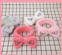 11 color 2019 New OMG Letter Coral Fleece Wash Face Bow Hairbands For Women Girls Headbands Headwear Hair Bands Turban Hair Accessories L