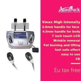 eu tax free 3.0-4.5mm 2 probes SMAS treatment Vmax 3d face lift ultrasound machine