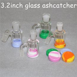 3.2inch glass ash catcher smoking bowls with ashcatchers 14mm 18mm Male Female joint bubbler ashcatcher water bong Silicone Container