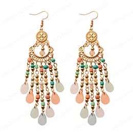 New Classic Trendy Women's White Crystal Long Tassel Earrings Fashion Jewellery Bohemia Beads Wedding Earrings Hangers