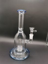8.5 Inches Light Blue Glass Bong Hookahs Inline Birdbridge Beaker Pot Shape Oil Burner with 14mm Bowl for Shisha Chisha