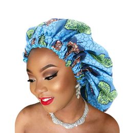 Hot Extra Large Print Satin Bonnet Sleep Cap African pattern print fabric Ankara bonnets Night Sleep Hat Hair Loss Cover Accessories