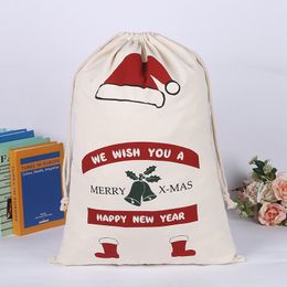 2021 Christmas Gift Bag Drawstring Bags Canvas Large Organic Heavy 50*70cm Santa Sack for kids gifts